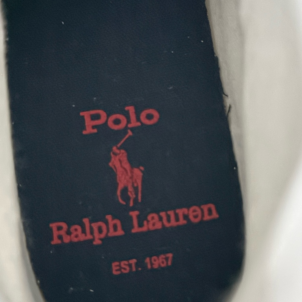 Polo Ralph Lauren Pony Print High Top Sneakers White NWT Womens 8.5 Kids 7 - Picture 11 of 11
